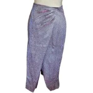 LULUS Chic Brunch Shimmer Sparkle Elegant Sophisticated Shimmer Lilac Midi Skirt